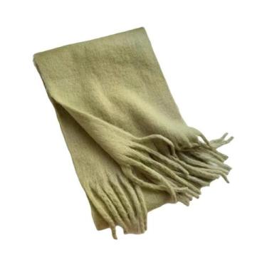 Imagem de Xales Femininos De Inverno Quentes E Grossos, Pashminas De Cor Sólida,