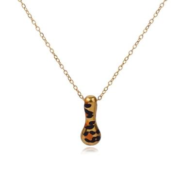 Imagem de Hremhoo Presentes de Natal para netos, colar com letra de bolha, leopardo, banhado a ouro 18 K, com inicial bolha A-Z, para mulheres, meias de Natal para adolescentes, Small, Liga de aço, Sem Pedra