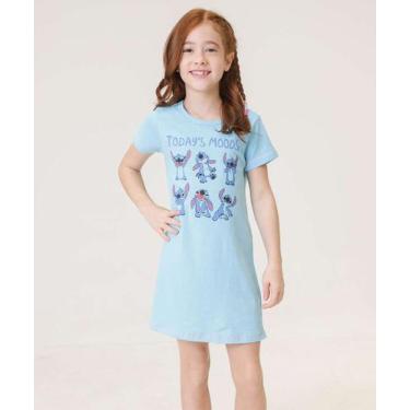 Imagem de Camisola Infantil Angel E Stitch Disney Tam 4 a 10-89475, Azul, 6