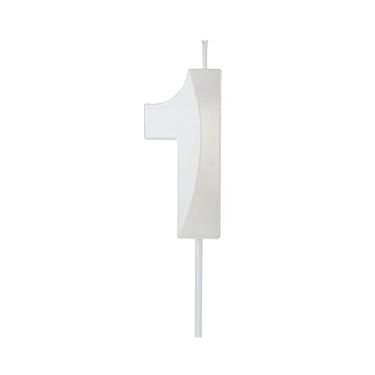 Imagem de VELA DESIGN BRANCO PEROLIZADA NUMERO 1