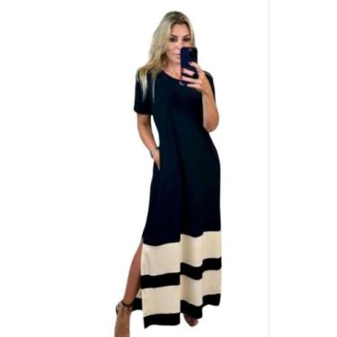 Imagem de vestido faixa - neide moda, Preto com branco, GG