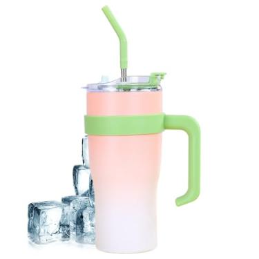 Imagem de Copo Térmico Isolado Para Viagem - Copo Térmico 1.2L Com Tampa E Canudo,Garrafa Térmica | Para Uso Em Viagens Esportes Casa Academia Ar Livre Acampamento Escritório