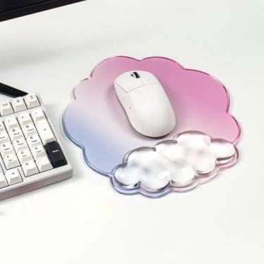 Imagem de Mouse pad com descanso de pulso em gel, suporte ergonômico de pulso para laptop, mouse para alívio da dor para escritório ou jogos (azul gradiente rosa)