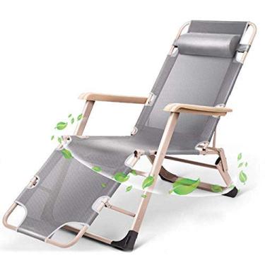 Imagem de YYBOES Espreguiçadeiras reclináveis no jardim ao ar livre espreguiçadeira de jardim cadeira dobrável ajustável praia escritório em casa espreguiçadeira respirável alargamento tubo de ambos os lados