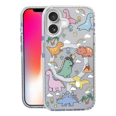 Imagem de Capa Little Dinosaur para iPhone 17, compatível com MagSafe, capa fosca macia e fina à prova de choque, antiimpressões digitais, antiamarelamento, antiarranhões, capa de telefone magnética para Apple