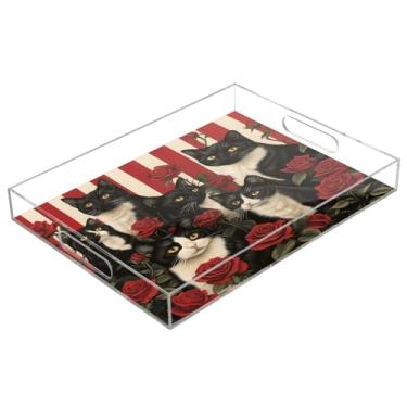 Imagem de STAYTOP Bandeja de servir de acrílico para o Dia dos Namorados, 15,7 x 11,20 cm, bandejas decorativas à prova de derramamento, organizador de bancada para café da manhã, chá, comida, maquiagem