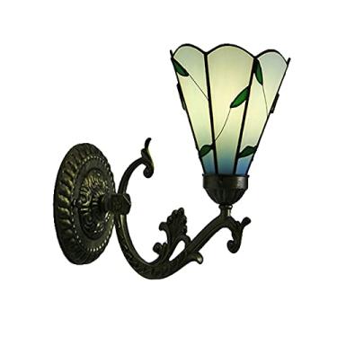 Imagem de Arandela de parede barroca com vitral, estilo Tiffany, estilo europeu, com espelho frontal vintage, ideal para quarto, cabeceira, corredor e varanda. Soquete E26/E27 x 1, C.