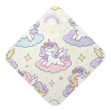 Imagem de Burbuja Toalha de banho Unicorns Baby – Toalha com capuz de musselina macia e absorvente para recém-nascidos e bebês, 89 x 89 cm