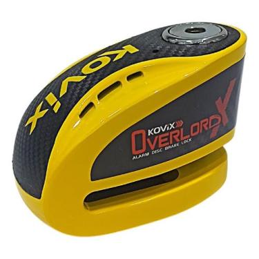 Imagem de Trava Disco Moto C/Alarme Kovix Cadeado Antifurto Reforçada knx (Amarelo)
