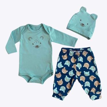 Imagem de Conjunto Body com Calça e Touca em Malha Térmica para Bebê Menino - Ha