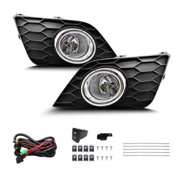 Imagem de Conjunto de faróis de neblina compatível com Nissan Sentra/Sylphy 2016-2019, faróis de neblina dianteiros, lentes transparentes com biséis, chicotes de fiação e lâmpadas de halogêneo