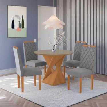 Imagem de Conjunto Sala De Jantar Luna Kappesberg 4 Cadeiras Veludo Titanio