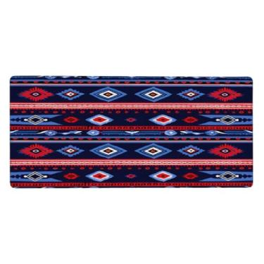 Imagem de Tapete de mouse retrô asteca étnico grande à prova d'água com protetor de mesa estendido para computador, base de borracha antiderrapante para escritório, computador, teclado, laptop e mesa de casa