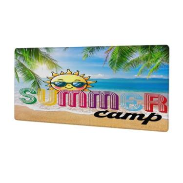 Imagem de Tapete de mouse grande sol verão praia impermeável computador estendido tapete protetor de mesa tapete antiderrapante base de borracha para escritório, computador, teclado, laptop e mesa de casa