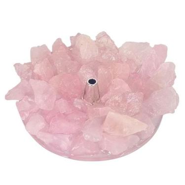 Imagem de Incensário de Cristal Quartzo Rosa - Amor e Calmante - Caminho das Ped