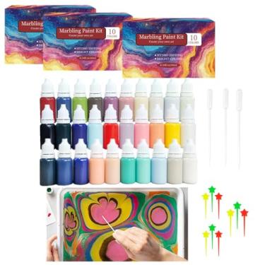 Imagem de Kit de pintura de mármore de água com 42 peças, conjunto de tinta aquarela para artesanato, tinta flutuante de acrílico com padrão de mármore turco, tinta de mármore de água para aniversário, Páscoa