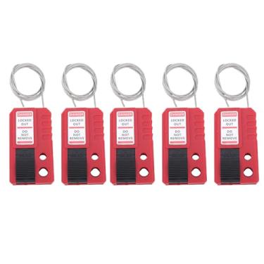 Imagem de Jiawu Bloqueio de Cabo de Etiquetagem de Bloqueio de 5 Pacotes, de Cabo Ajustável, de Micro Loto Industrial, Conjunto de Cadeado de
