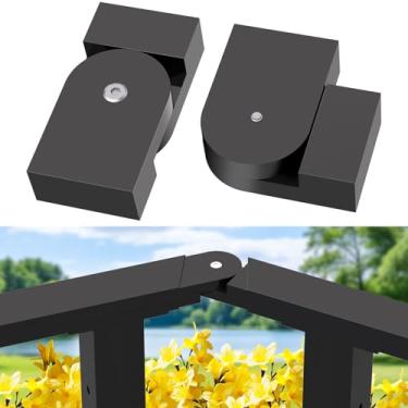 Imagem de Zylorix Pacote com 2 conectores de pivô de nível ajustável de 180° para corrimão preto retangular de aço inoxidável de 5 cm L x 2,5 cm A, acessórios de corrimão planos, encaixe POM de alta resistência