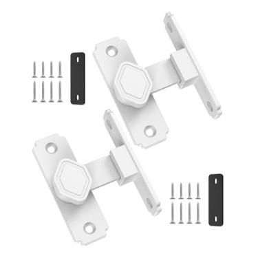 Imagem de Mixizigoz Fechadura de porta de celeiro de 90 graus, fechadura de porta deslizante de liga de alumínio resistente, trava de portão de segurança doméstica adequada para celeiro, banheiro, jardim, cerca