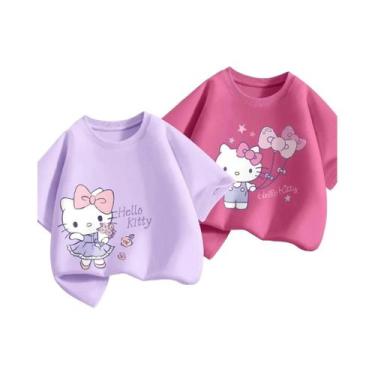 Imagem de Camisetas De Algodão 100% Para Meninas Bebês Com Estampa Da Hello Kitt