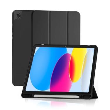 Imagem de Capa para Samsung Galaxy Tab A9+ Plus 11 Polegadas 2023, com Suporte para Pencil Parte Traseira em TPU Macio função de ativação/desativação automática, Preto