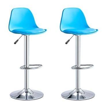 Imagem de Bancos de bar, Bancos de Bar Giratórios, Banquinho de Bar Ajustável, Banco de Bar Alto, Cadeira de Jantar com Ilha de Cozinha Alta Rotativa com Encosto, Banco de Bar de Café da Manhã de Cozinha com