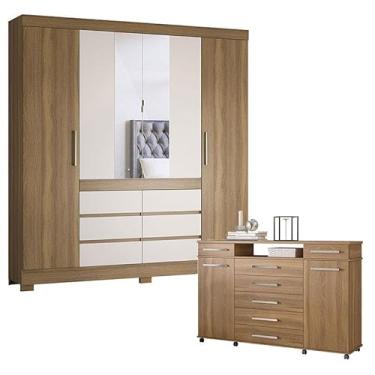 Imagem de Cômoda London e Guarda Roupa Casal Cádis Amêndola Off White - Demóbile