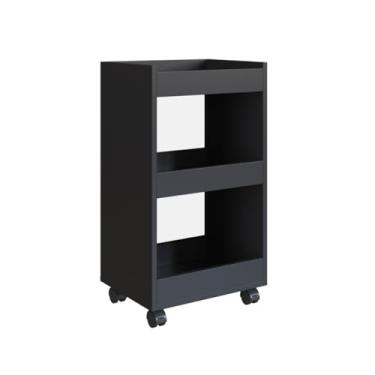 Imagem de Carrinho Auxiliar Suporte Para Esmalte Salão De Beleza Manicure Mesa Com Rodinhas (Preto)