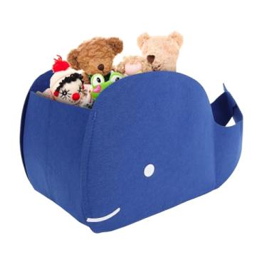 Imagem de POCREATION Caixa de Armazenamento de Feltro, Cesta de Armazenamento Dobrável Em Formato de Baleia para Roupas Brinquedos Livros, Com Material Lavável para Casa Quarto Armário Berçário (Azul)