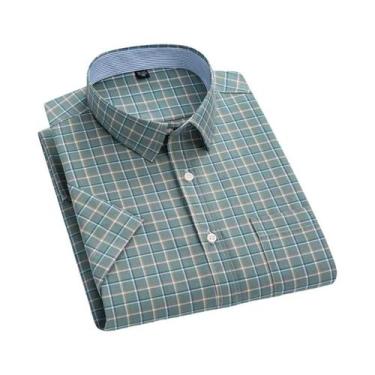 Imagem de Camisa Oxford De Algodão Masculina De Verão 6XL-7XL Manga Curta Clássi