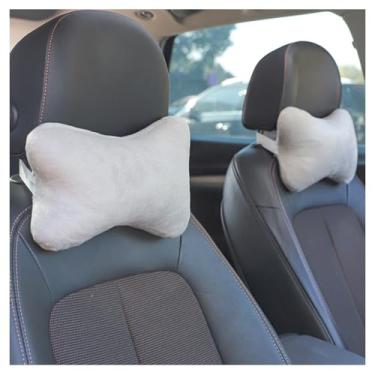 Imagem de SPXMQSS Travesseiro de pescoço para viagem almofada de apoio de pescoço macia travesseiro de encosto de cabeça de carro travesseiro cervical apoio de cabeça de carro almofadas grossas branco 2 peças