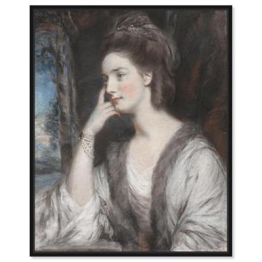 Imagem de Art Remedy Lady Watkin Williams Wynn 1775 Canvas Vintage Figurative, moldura preta, 40,6 cm x 50,8 cm