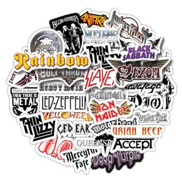 Imagem de BulbaCraft Pacote de adesivos de banda de metal pesado, adesivos de rock - 35 peças, adesivos de vinil resistentes e à prova d'água para laptop, faixas de metal