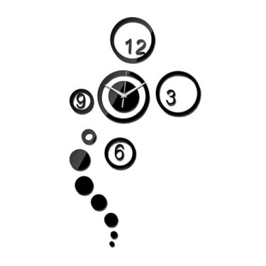 Imagem de Generic Relógio de parede geométrico, relógio de pendurar, números arábicos de fácil leitura, silencioso, sem -taque, ideal para bar, banheiro, Preto