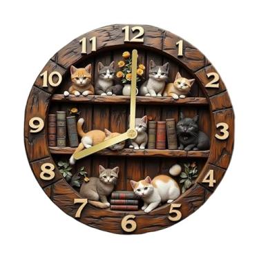 Imagem de FLCPJGV Relógio de parede retrô com numerais arábicos, clássico, criativo e discreto, redondo, para sala de estar, escritório e sala de jantar, 20cm