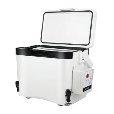 Imagem de Haoguo Resfriador de isca viva com aerador balde de isca de pesca de 16,9 litros com bomba arejadora recarregável, conexão magnética, altura ajustável, para pesca ao ar livre, acampamento, passeios de