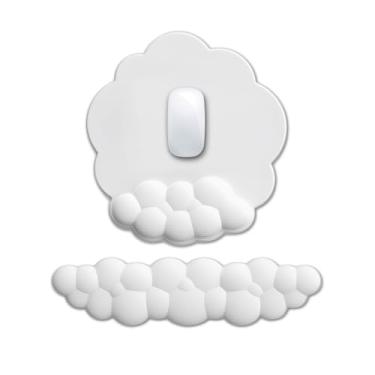 Imagem de HOTTYAO Cloud Mouse Pad Suporte de Pulso Teclado Suporte de Pulso Suporte de Pulso Ergonômico para Digitar Alívio da Dor Portátil para Computador Escritório Jogos (Branco-G)