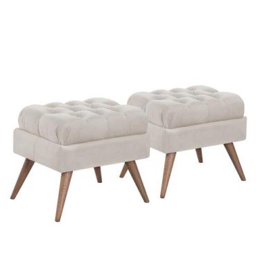 Imagem de Conj. 02 Pufe Decorativo Pé Palito Capitonê Gales - Due Decor, Velutto
