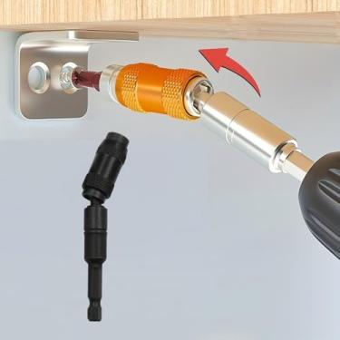 Imagem de 1 peça biela giratória hexagonal ajustável adaptador de ângulo de 360 graus para extensão de furadeira, espaço apertado, conjunto de gabinete, preto