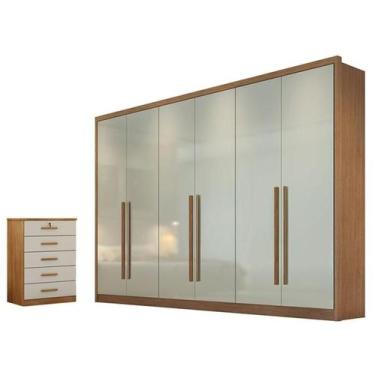 Imagem de Guarda Roupa Casal Livorno com Nicho e Gaveteiro Suiça Cumaru 25 Fendi