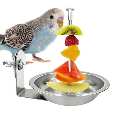 Imagem de Alimentador de pássaros para gaiola | Suporte de vegetais de aço inoxidável | Prato de comida de periquito, para calopsitas de animais de estimação, gaiola doméstica interna e externa