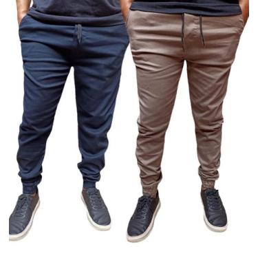 Imagem de kit 2 calças jogger masculina com elastano punho calça estilo novo - S