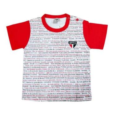 Imagem de Camiseta Bebê São Paulo Hino Manga Curta Oficial - Revedor, Branco, Ve