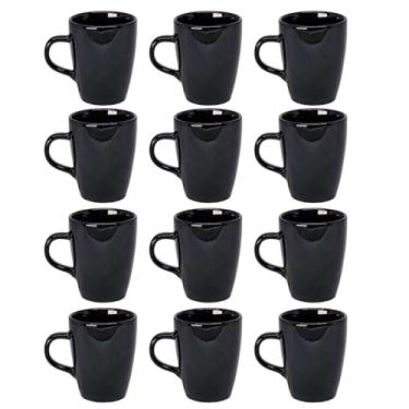 Imagem de Kit de 12 Canecas de Porcelana Premium – 230ml Resistentes Elegantes, Ideal para Café, Chá, Chocolate e Casa (Preta)
