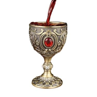 Imagem de Copos Para Whisky,Flautas de Haste Metálica Europeias Vintage - Copos de Vinho Tinto Pequenos Reutilizáveis de 30 ml,Para Cocktail Bourbon Vodka Brandy Sake Cozinha Bar Jantares Feriados Casamentos Fe