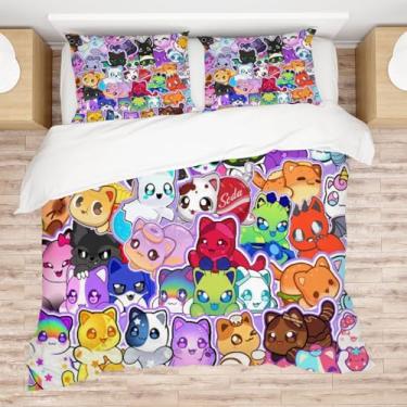 Imagem de Allenjoy Jogo de cama casal com estampa de princesa, conjunto de cama gamer, decoração de quarto com 2 fronhas SC00287-005