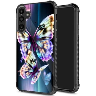 Imagem de JHYYTUJTYP Capa para Galaxy S25 FE, textura de pneu antiderrapante, capa protetora de TPU macio à prova de choque antiarranhões para Samsung Galaxy S25 FE 6,7 polegadas 2025, borboleta colorida