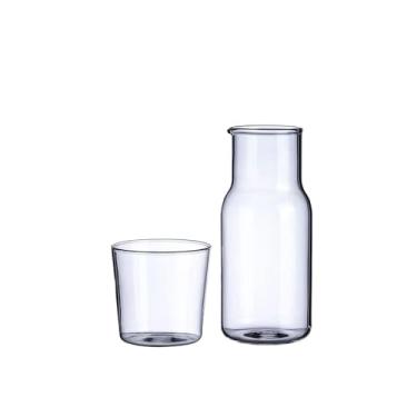 Imagem de Jarra de água para servir bebidas com copo de vidro frio e quente conjuntos de copos jarro de água de cabeceira resistência a altas temperaturas bebidas chaleira garrafa de água (550 ml)