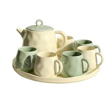Imagem de Conjunto de chá para servir bebidas para uso doméstico, bule de chá, conjunto de água de cerâmica com xícara, copo doméstico, sala de estar, chaleira, xícara de chá, jarra de água