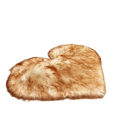 Imagem de 1 tapete de pelúcia em forma de coração para sala de estar, quarto, decoração de casa, dia dos namorados, 50 cm x 60 cm (amarelo duplo)